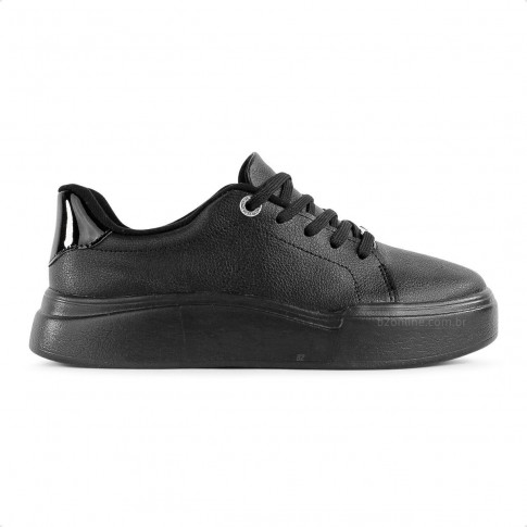 Tênis Moleca Casual Cadarço Feminino Preto / Preto