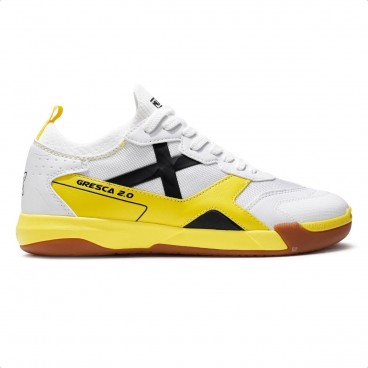 Chuteira Futsal Munich Gresca 2.0 Masculina Branco / Amarelo