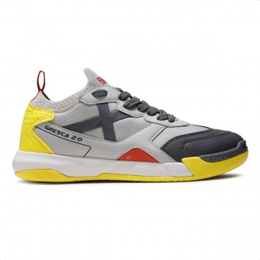Chuteira Futsal Munich Gresca 2.0 Masculina Cinza / Amarelo