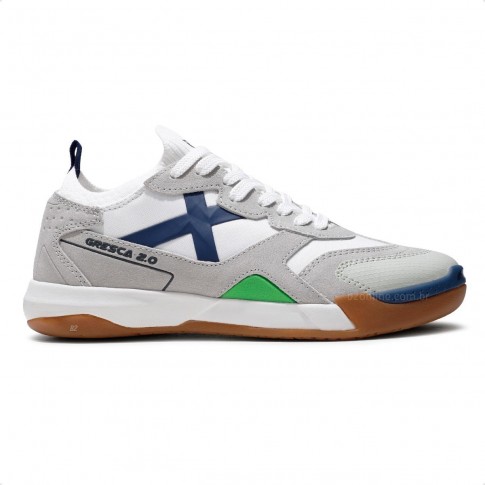 Chuteira Futsal Munich Gresca 2.0 Masculina Cinza Claro / Branco
