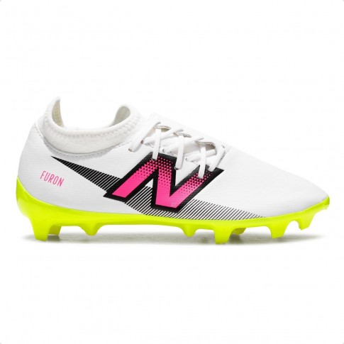 Chuteira Campo New Balance Furon Dispatch FG V7+ Unissex Branco / Rosa