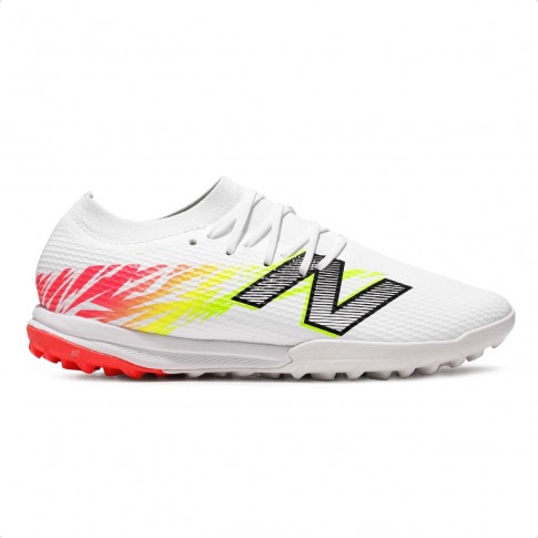 Chuteira Society New Balance Furon Team Tf V8 Unissex Branco / Coral