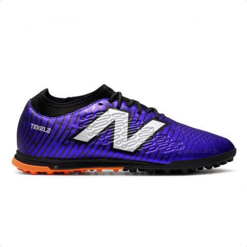 Chuteira Society New Balance Tekela Magique Tf V4+ Unissex Roxo / Preto