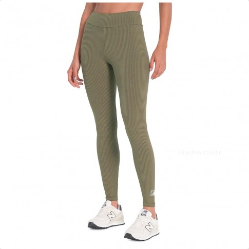 Calça Legging New Balance Essentials Canelada Feminina Verde Militar