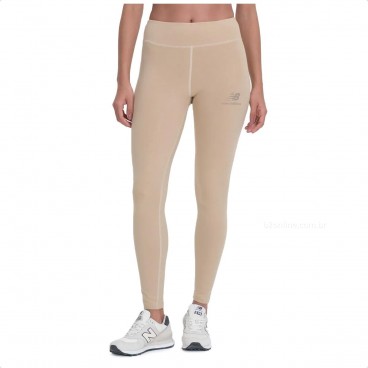 Calça Legging New Balance Essentials Feminina Bege