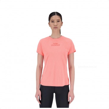 Camiseta New Balance Impact Run Print Feminina Rosa