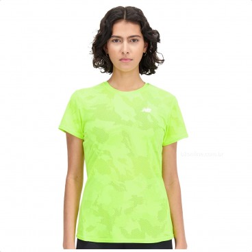 Camiseta New Balance Q Speed Jacquard Feminina Verde Neon