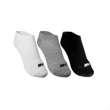 Kit de 3 Meias New Balance Cano Invisível Feminina Branco / Preto