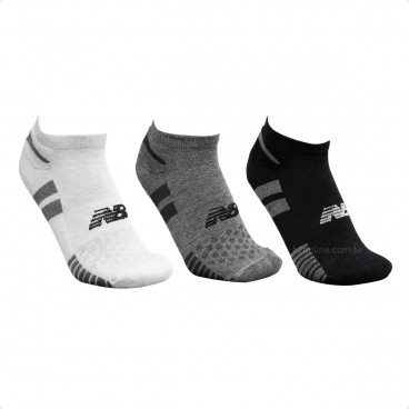 Kit de 3 Meias New Balance Invisível Feminina Branco / Preto