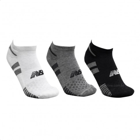 Kit de 3 Meias New Balance Invisível Feminina Branco / Preto