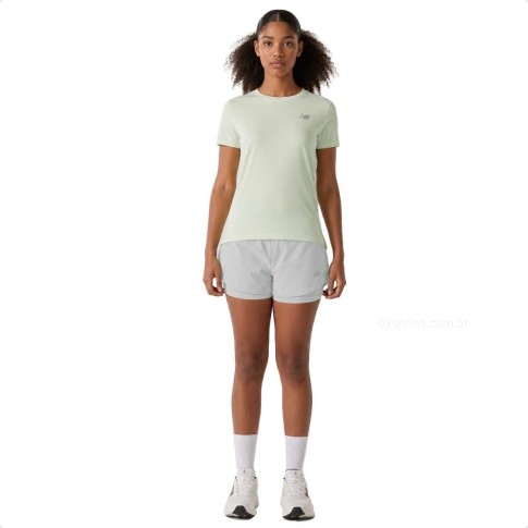 Shorts New Balance Sport Essentials 2 In Feminino Cinza / Cinza