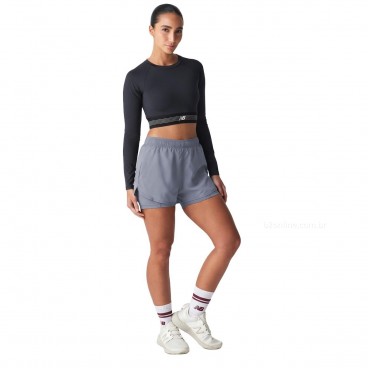 Shorts New Balance Sport Essentials 2 In Feminino Cinza Claro