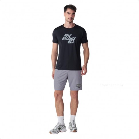 Bermuda New Balance Graphic 9 Masculina Cinza