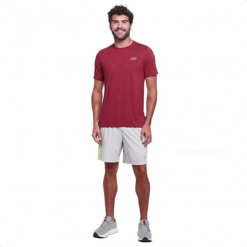 Camiseta New Balance Active Logo Masculina Bordô