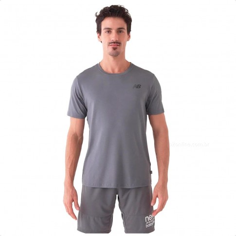 Camiseta New Balance Active Logo Masculina Cinza