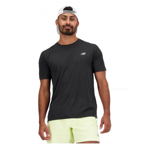 Camiseta New Balance Athletics Run Masculina Preto