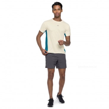 Camiseta New Balance Fast Days Masculina Bege / Azul