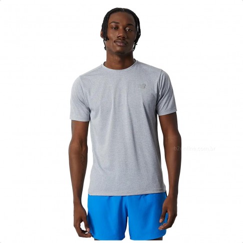 Camiseta New Balance Impact Run Masculina Cinza