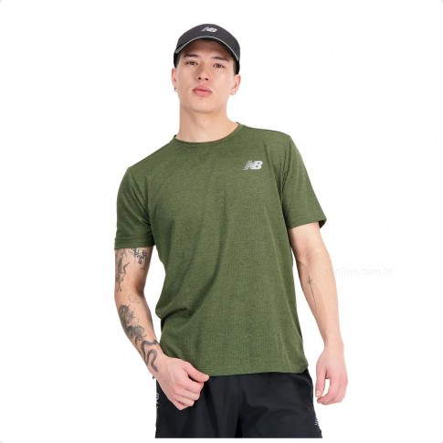 Camiseta New Balance Impact Run Masculina Verde