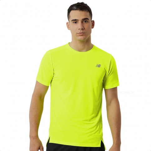 Camiseta New Balance Manga Curta Accelerate Amarelo