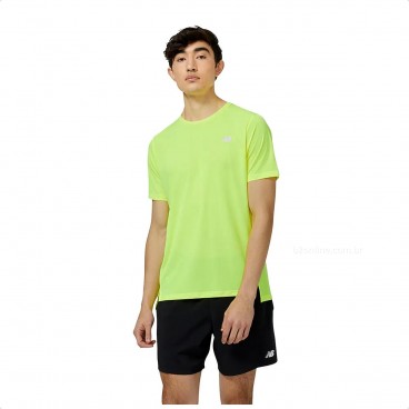 Camiseta New Balance Manga Curta Accelerate Verde Limão