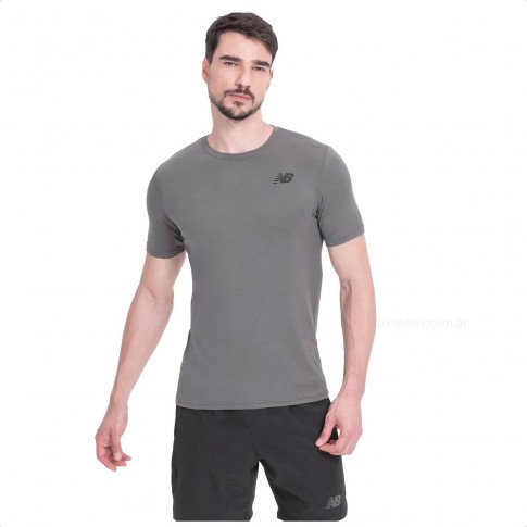 Camiseta New Balance Tenacity Logo Masculina Grafite