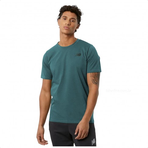 Camiseta New Balance Tenacity Logo Masculina Verde / Preto