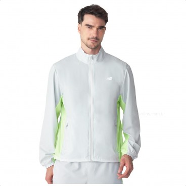 Jaqueta New Balance Corta Vento Fast Days Masculina Cinza / Verde