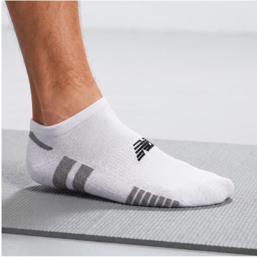 Kit de 3 Meias New Balance Cano Baixo Masculina Branco / Cinza