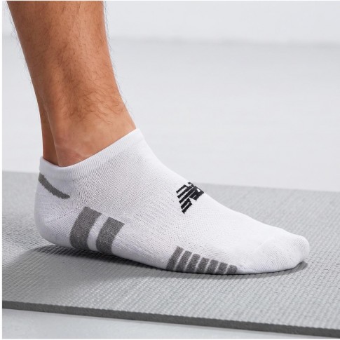 Kit de 3 Meias New Balance Cano Baixo Masculina Branco / Cinza