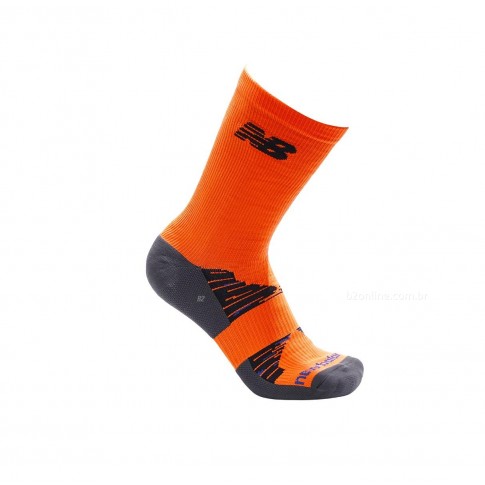 Meias New Balance Performance Run Cano Longo Laranja / Preto