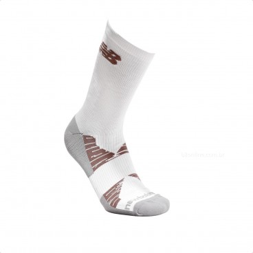 Meias New Balance Performance Run Cano Longo Masculina Branco / Marrom