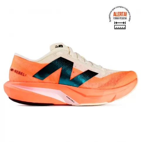 Tenis New Balance Fuelcell Rebel V4 Feminino Laranja / Bege