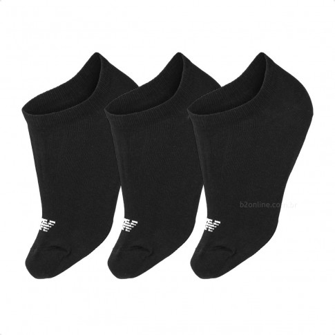 Kit de 3 Pares de Meias New Balance Invisível Masculino Preto