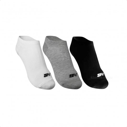 Kit de 3 Pares de Meias New Balance Masculino Branco / Preto