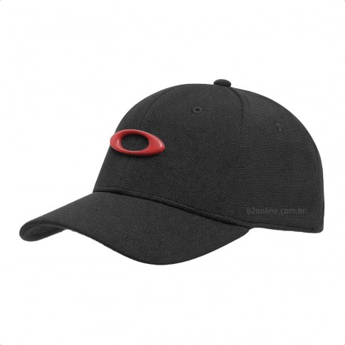 Boné Oakley Tincan Masculino Preto / Vermelho