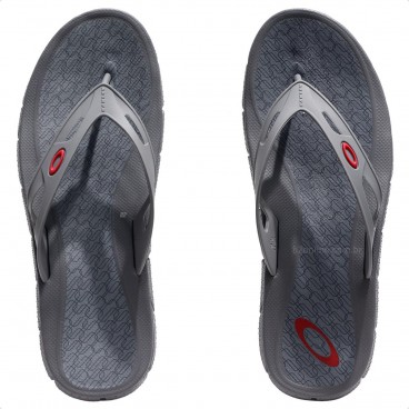 Chinelo Oakley Operative Heritage Masculino Cinza / Vermelho