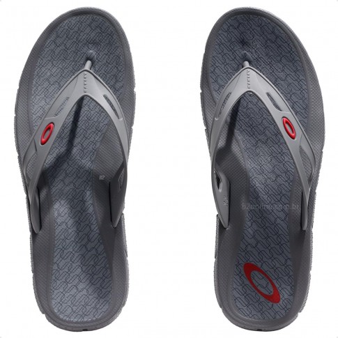 Chinelo Oakley Operative Heritage Masculino Cinza / Vermelho