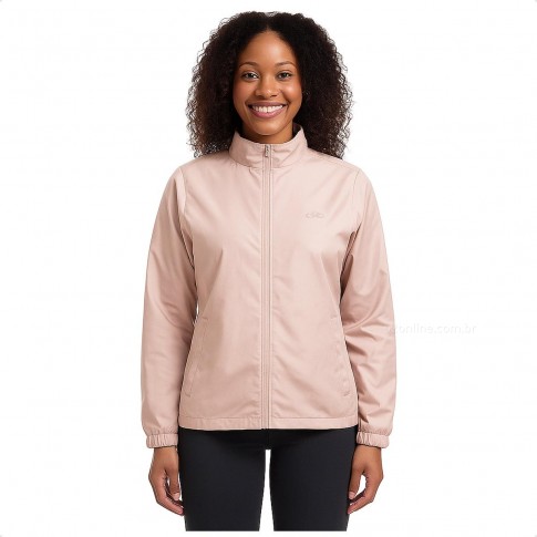 Jaqueta Olympikus Quebra Vento Essential Feminina Rosa / Bege