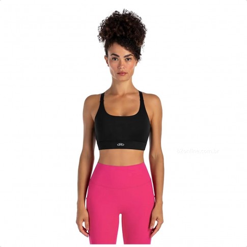 Top Olympikus Corre Médio Impacto Feminino Preto