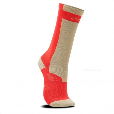 Meia Olympikus Performance Bpc Cano Médio Masculina Bege / Coral