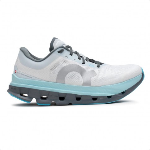 Tênis On Running Cloudflow 5 Feminino Branco / Azul Claro