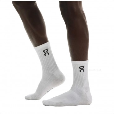 Kit 3 pares de Meias On Running Logo High Branco / Branco
