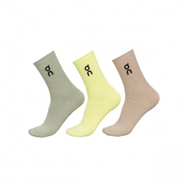 Kit 3 pares de Meias On Running Logo High Verde / Verde