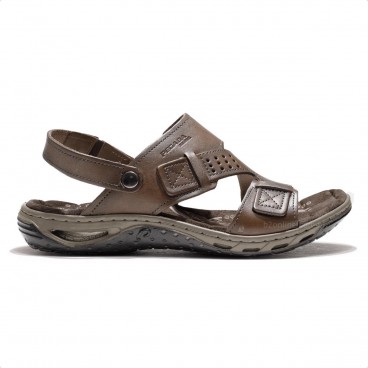 Sandália Pegada Tiras Masculina Marrom Escuro