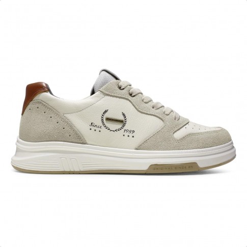 Sapatênis Pegada Trace Masculino Bege / Marrom