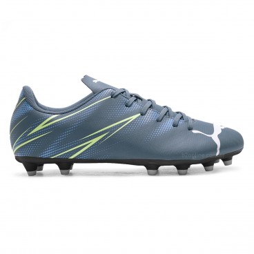 Chuteira Campo Puma Attacanto FG/AG Masculina Cinza / Verde