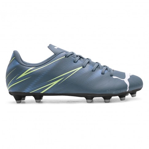 Chuteira Campo Puma Attacanto FG/AG Masculina Cinza / Verde