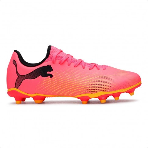 Chuteira Campo Puma Future 7 Play FG/AG BDP Masculina Rosa / Laranja
