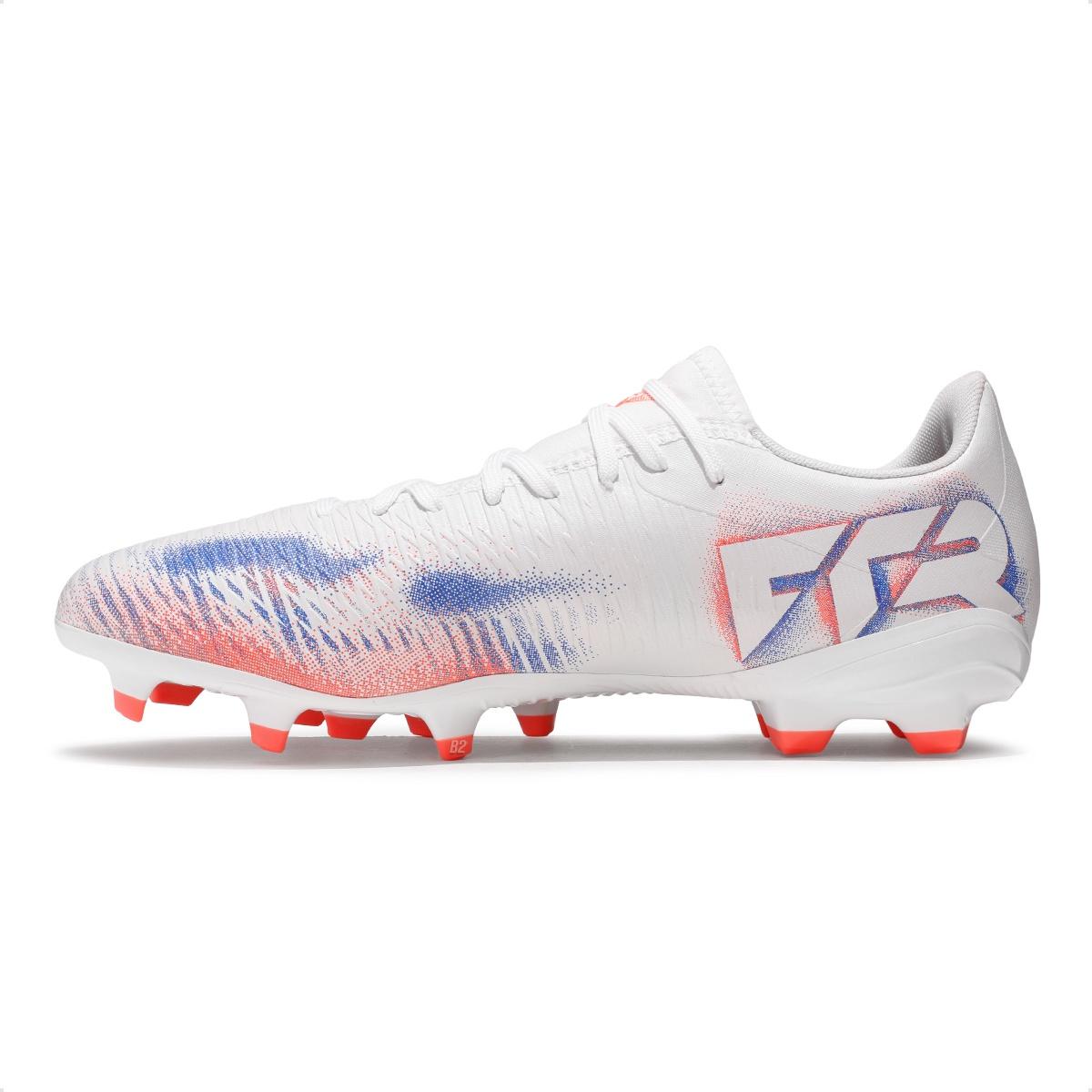 Chuteira Campo Puma Future 8 Play FG/AG Unissex Branco / Coral